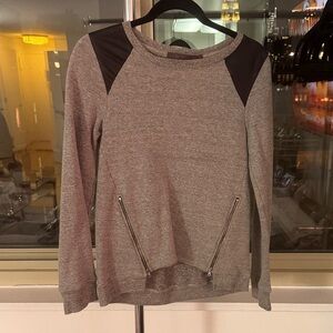 Feel The Piece Sweatshirt with Black Leather Shoulder Accents